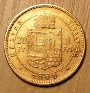 8 Zlatník (8 Ft), 1870, GY.F.,  F.J.I.,  -1/1-,  R!