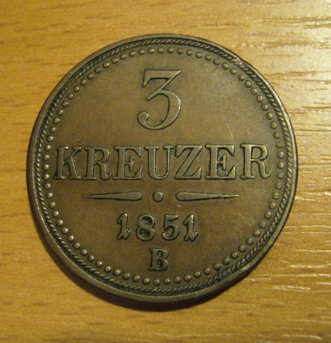 3 Krejcar 1851 B, 1/1 | Oelberger.cz